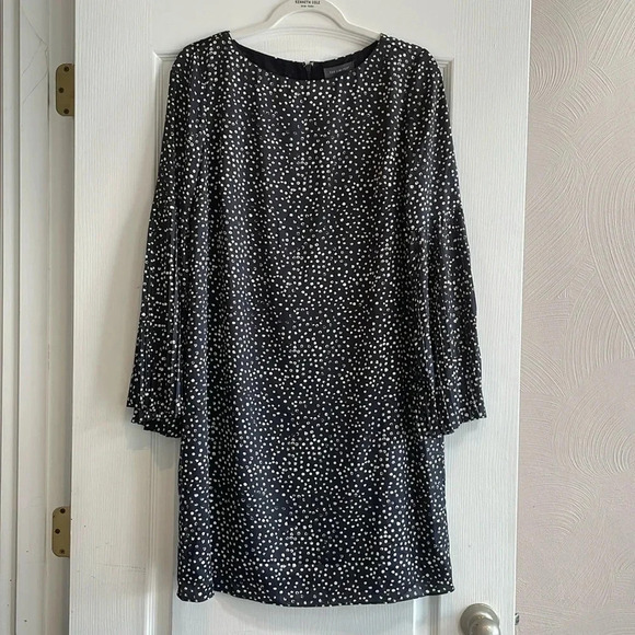 The Limited Pleated Sleeve Dress Brush Dot Navy Size 8 Feminine Polka dot NWT - Picture 3 of 14